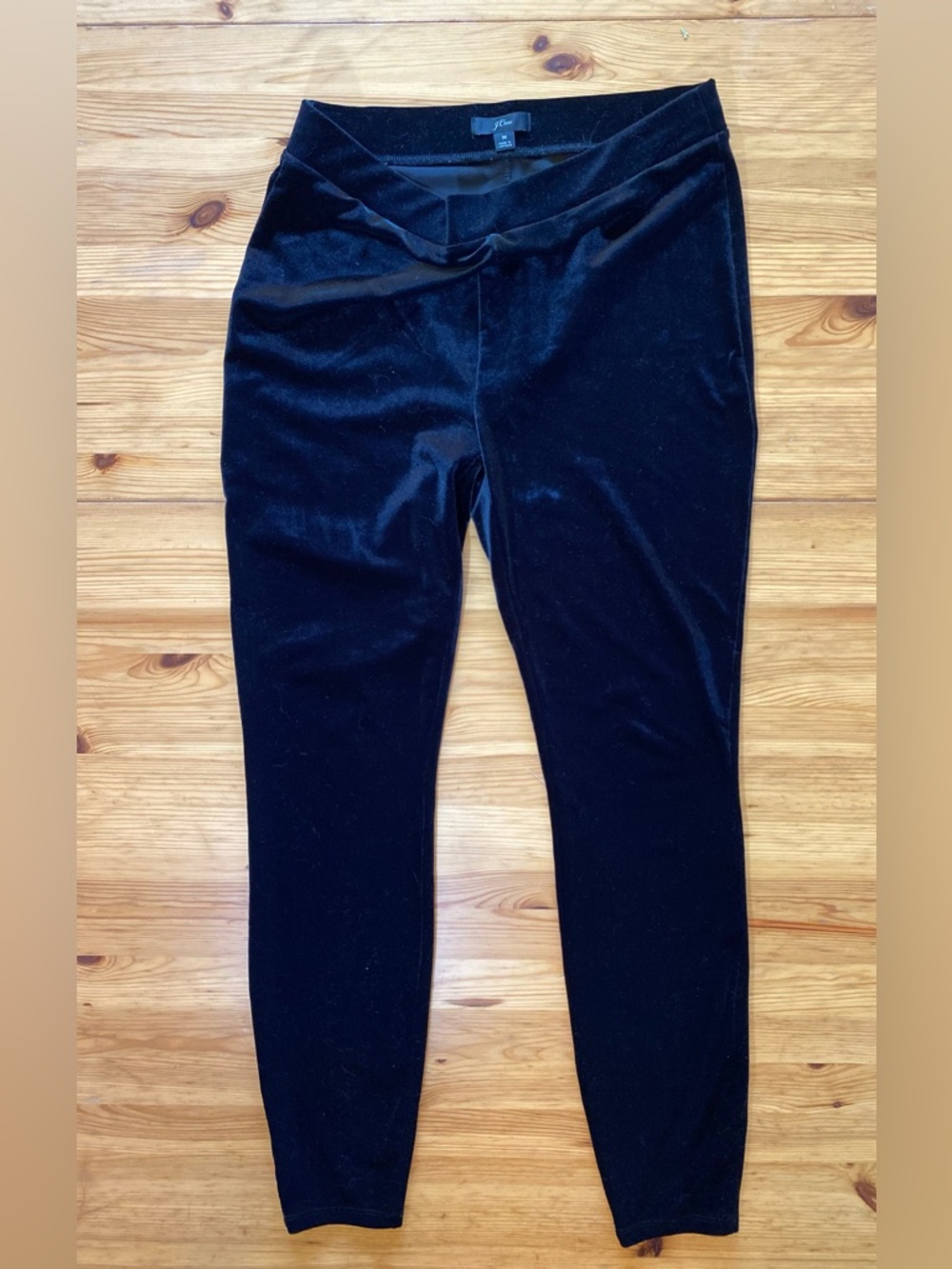 J. Crew Velvet Black Stretch Leggings Size Medium - Picture 2 of 7